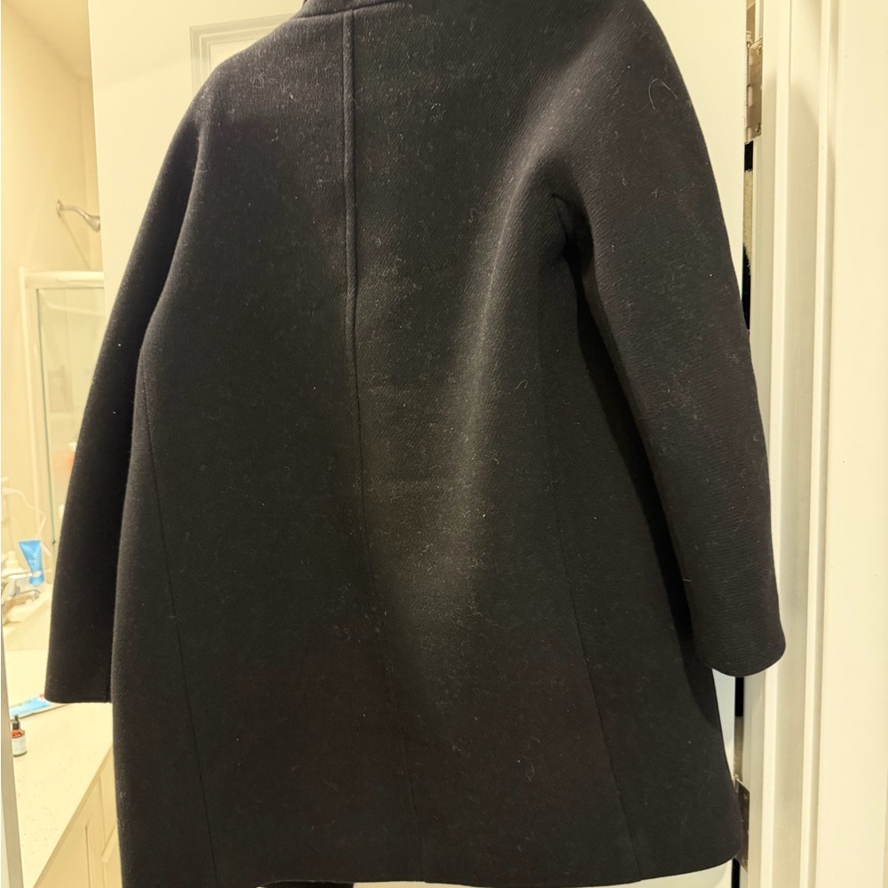 J Crew Black Wool Coat with Blue Lining - Picture 3 of 3